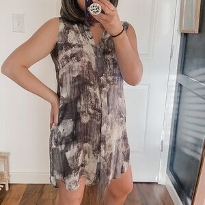 Eileen‎ Fisher▪️Silk Marled Grey Shirtdress. Sz xS